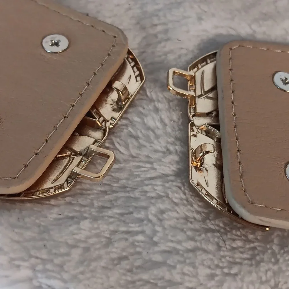 Elegant Tan Belt with Gold Leaf Accent